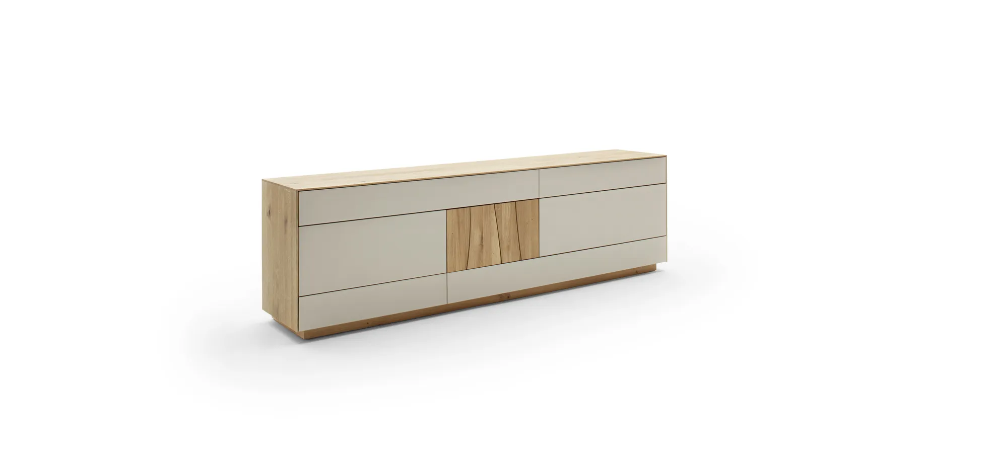 Sideboard Mileto - BHT ca. 234x70x46 cm, Farbglas Lichtgrau, Naturdesign 115404