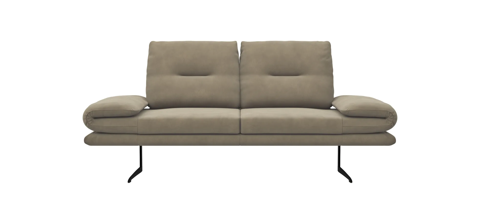 Sofa Lucero - 2,5-Sitzer inkl. Rückenlehne und Sitztiefe verstellbar, Leder, Taupe  119916