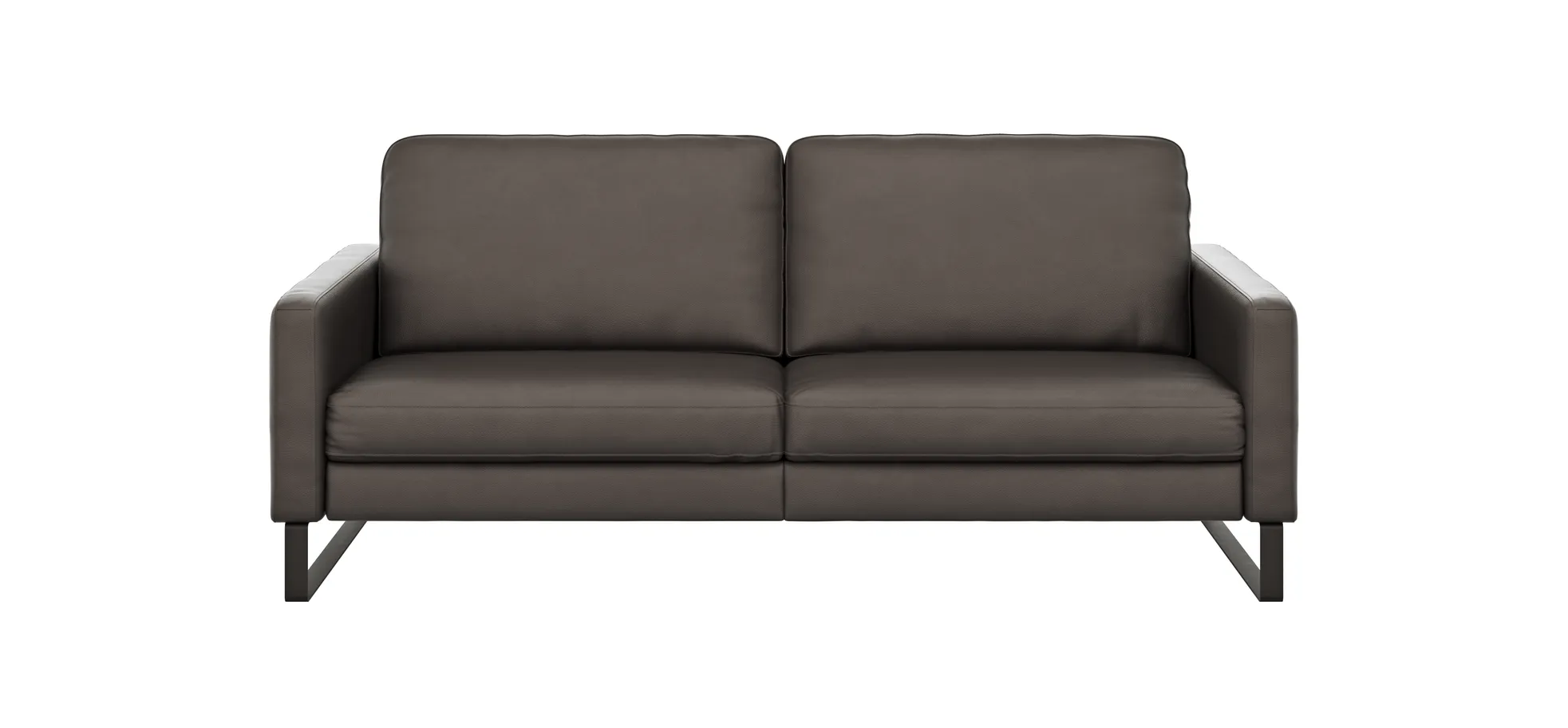 Sofa Enna - 3,5-Sitzer, Armlehne A, Leder, Schwarz, Kufe, Schwarz 111491