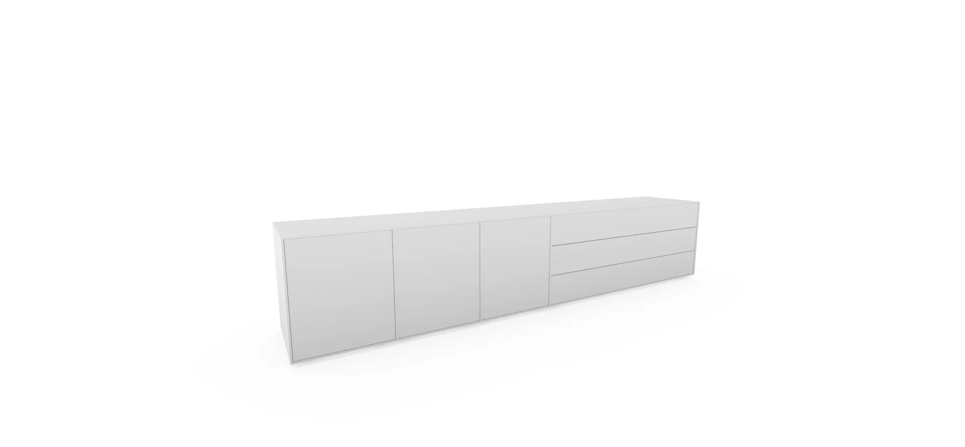 Lowboard Casello - BHT ca. 270x56x47 cm, Lack Matt, Weiß 129517
