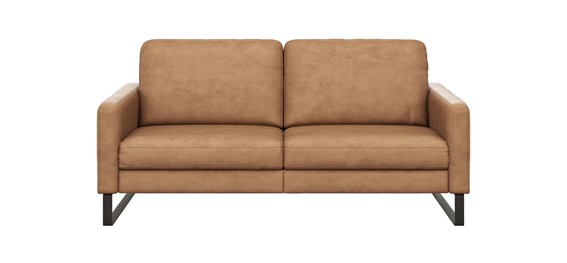 Sofa Enna - 3-Sitzer, Armlehne A, Leder, Cognac Kufe, Schwarz 111496