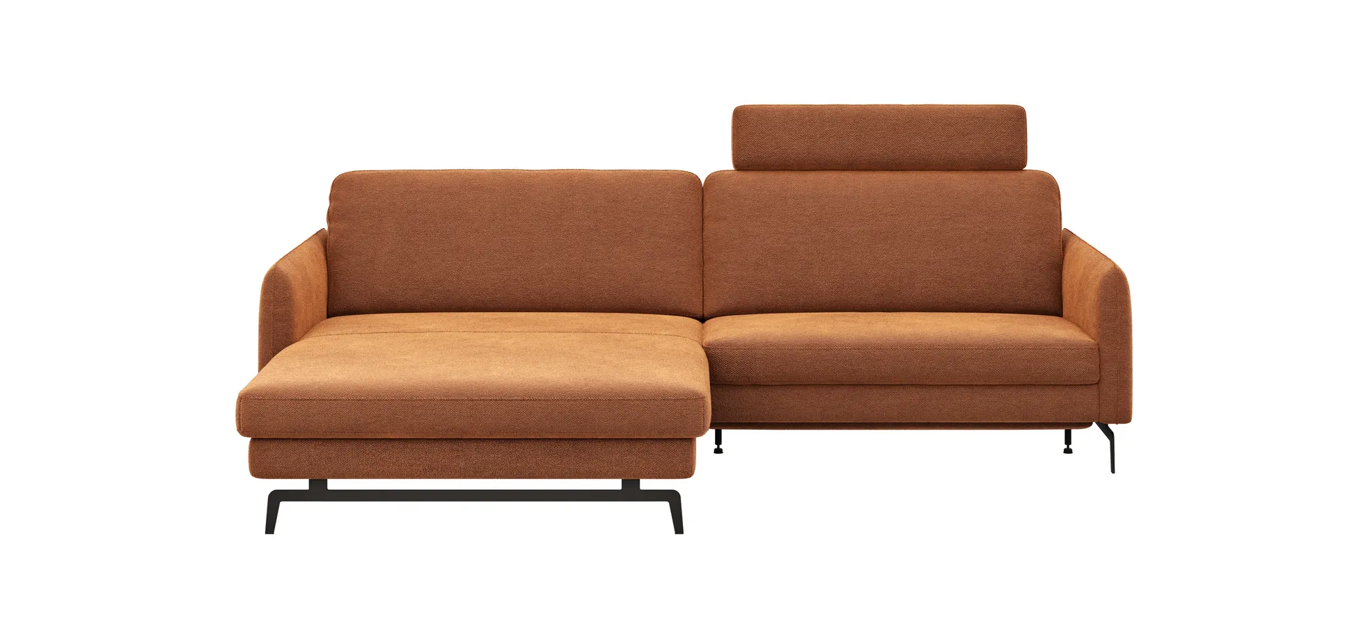 Ecksofa Enna - Longchair Links mit 1,75-Sitzer, inkl. motorischer Relaxfunktion, Stoff, Terracotta 131632