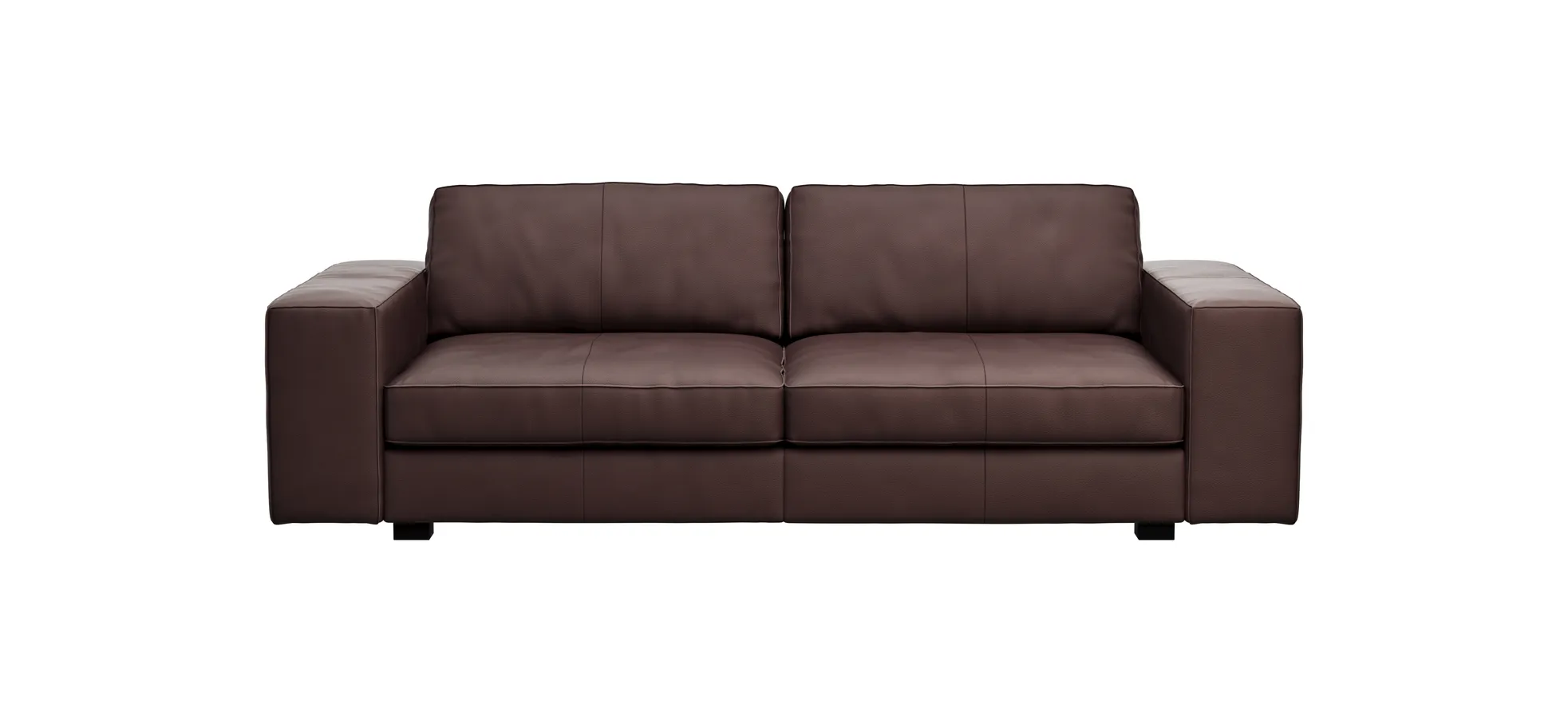 Sofa Aprino 1 - 3,5-Sitzer L, Dickleder, Dunkelbraun, Armlehne Block breit 111287