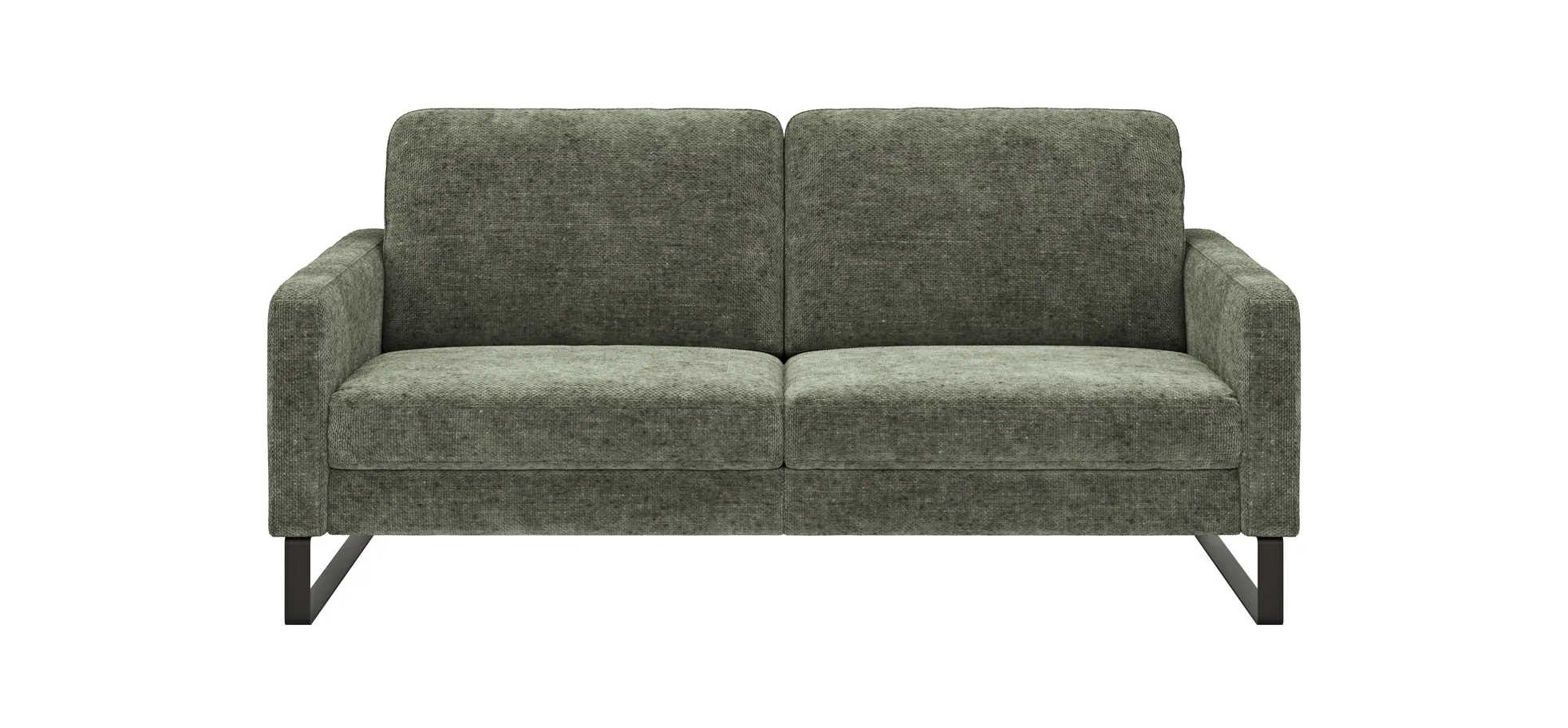 Sofa Enna - 3-Sitzer, Armlehne A, Stoff, Olivgrün, Kufe, Schwarz 111494