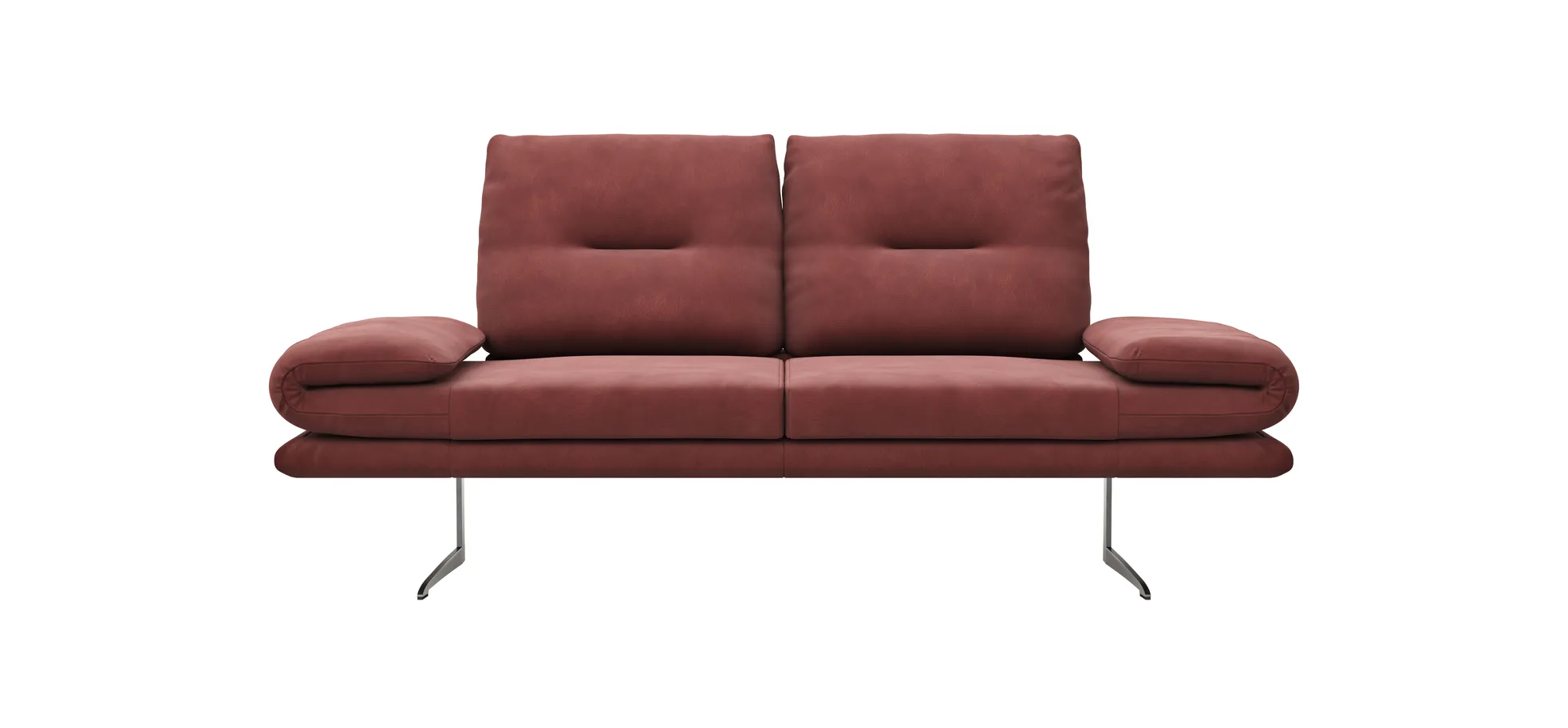 Sofa Lucero - 2,5-Sitzer inkl. Rückenlehne/Armlehne/Sitztiefe verstellbar und drehbares Sitzelement, Leder, Weinrot 1043165