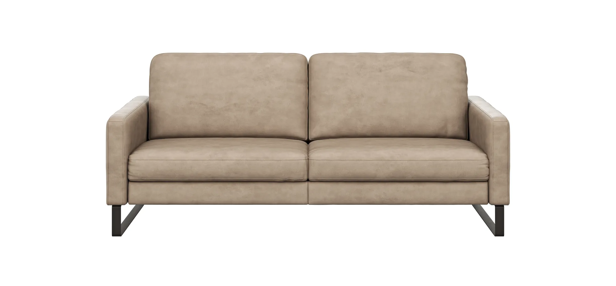 Sofa Enna - 3,5-Sitzer, Armlehne A, Leder, Taupe, Kufe, Schwarz 111490