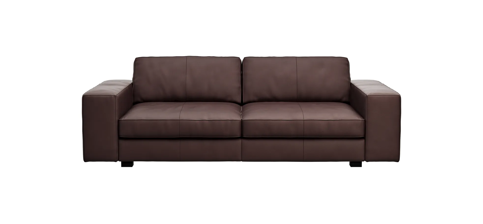 Sofa Aprino 1 - 3,5-Sitzer XL, Dickleder, Dunkelbraun, Armlehne Block breit 111292