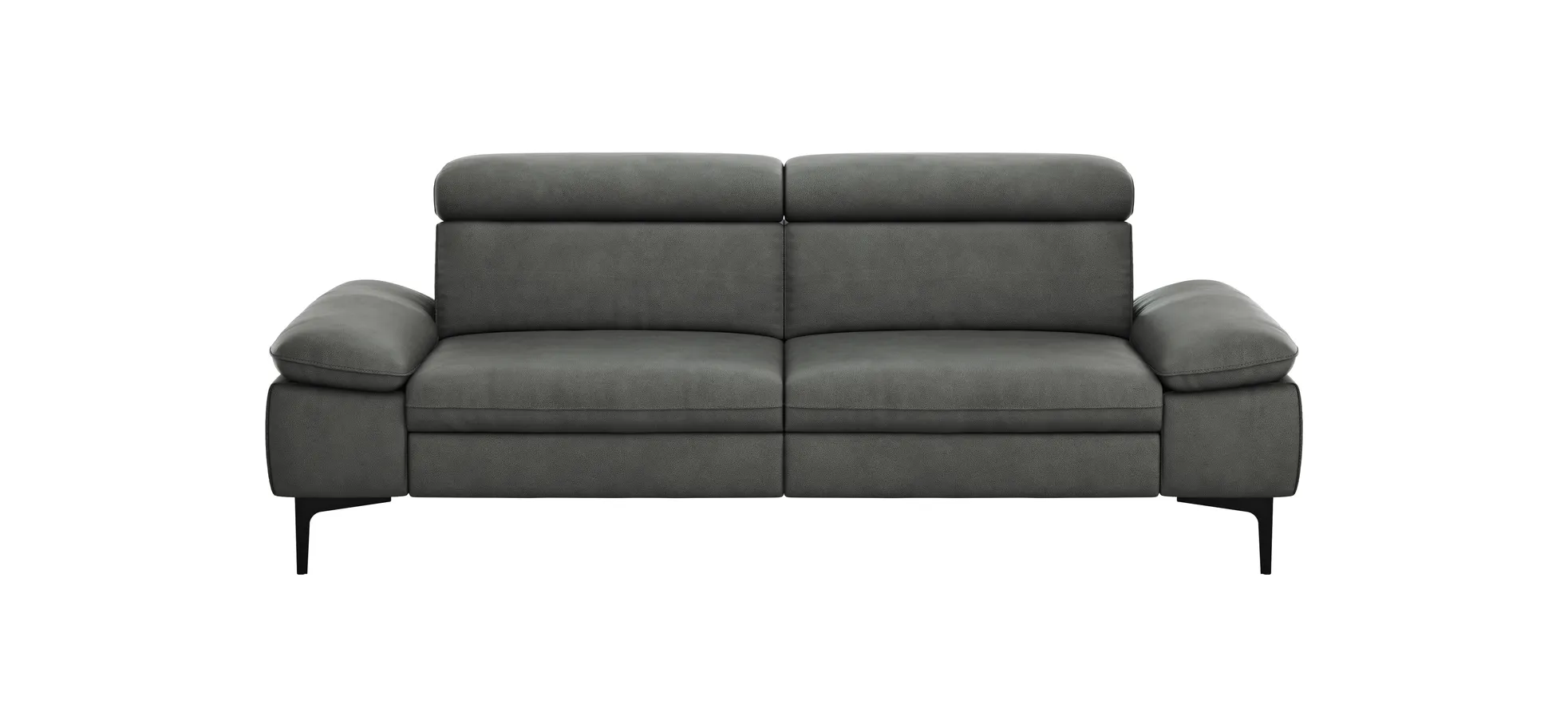 Sofa Felipa - 3-Sitzer inkl. Kopfteil verstellbar, Leder, Grau 105134