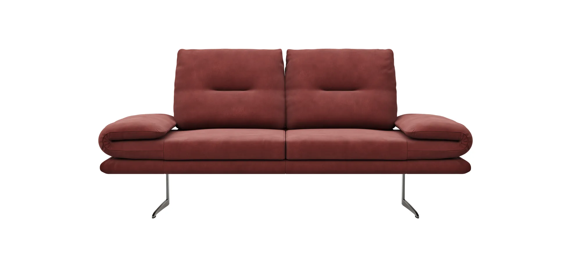 Sofa Lucero - 2,5-Sitzer inkl. Rückenlehne verstellbar, Leder, Weinrot 104379