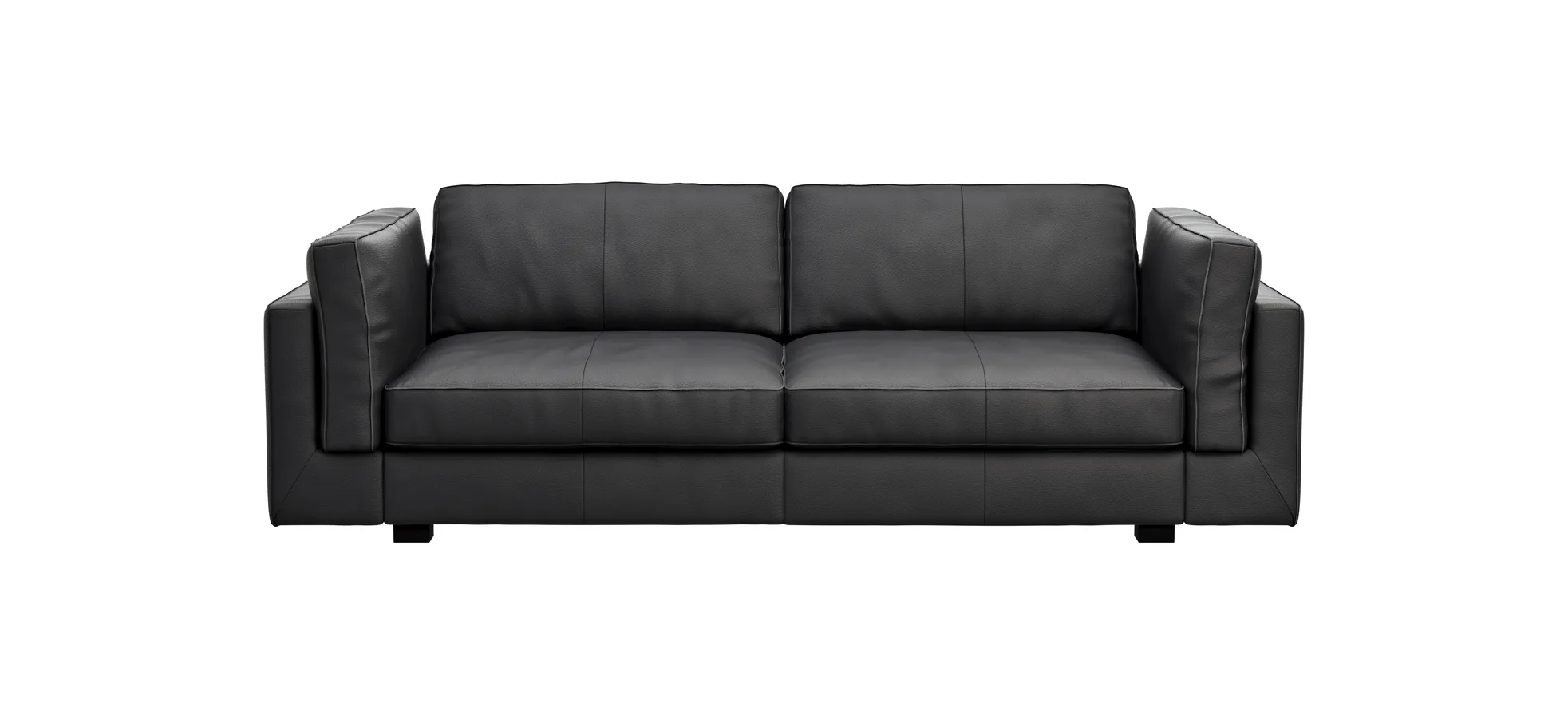 Sofa Aprino 3 - 3,5-Sitzer XL, Dickleder, schwarz, Armlehne Kissen 111320