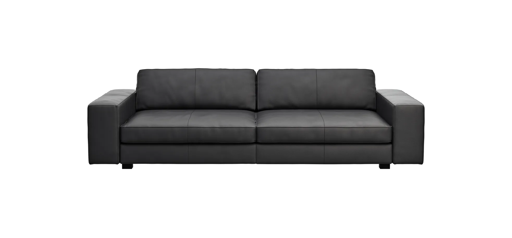 Sofa Aprino 1 - 4-Sitzer XXL, Leder, Schwarz, Armlehne Block 108108