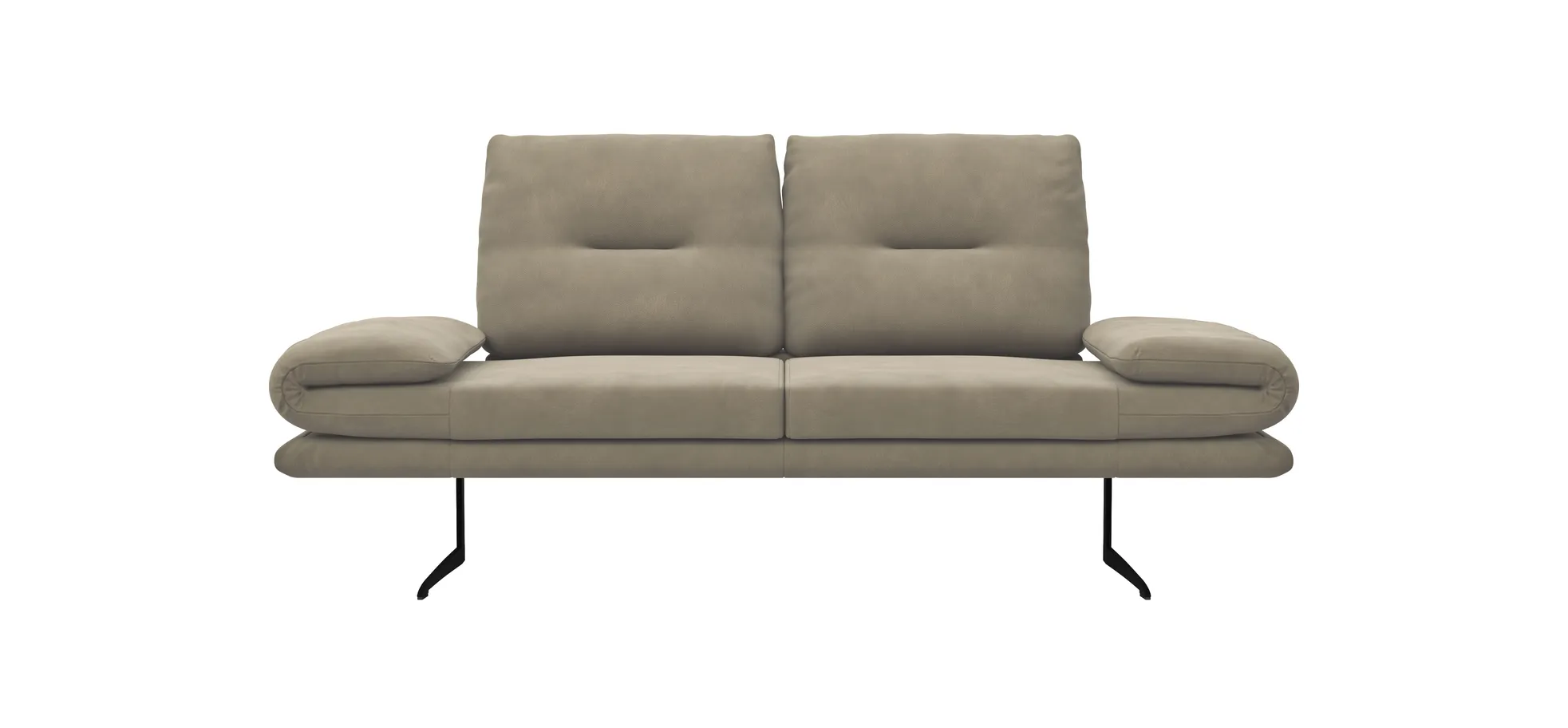 Sofa Lucero - 2,5-Sitzer inkl. Drehsitze und Armlehne/Rückenlehne und Sitztiefe verstellbar, Leder, Taupe  119914