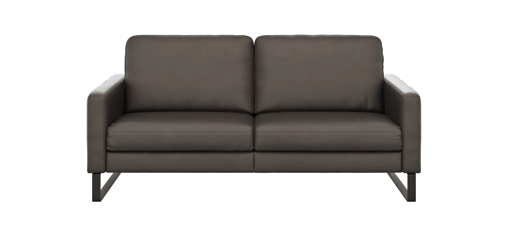 Sofa Enna - 3-Sitzer, Armlehne A, Leder, Schwarz, Kufe, Schwarz 111498