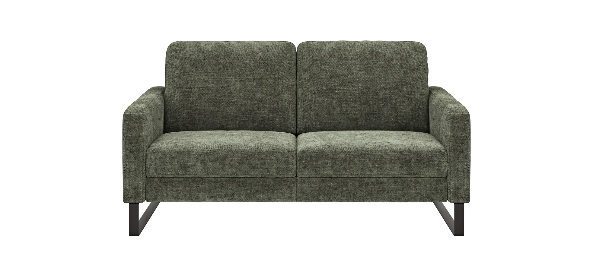 Sofa Enna - 2,5-Sitzer, Armlehne A, Stoff, Olivgrün, Kufe, Schwarz 111501