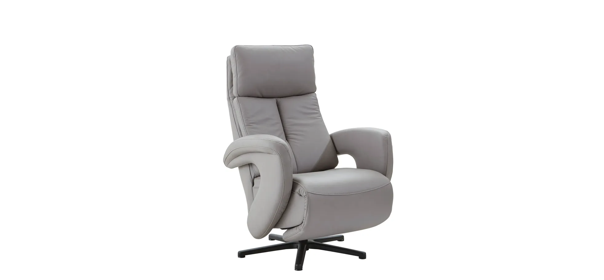 Relaxsessel Sitz.Konzept 4.0 - Größe M, Fußteil und Rückenlehne verstellbar (manuell), Leder, Grau 11889510