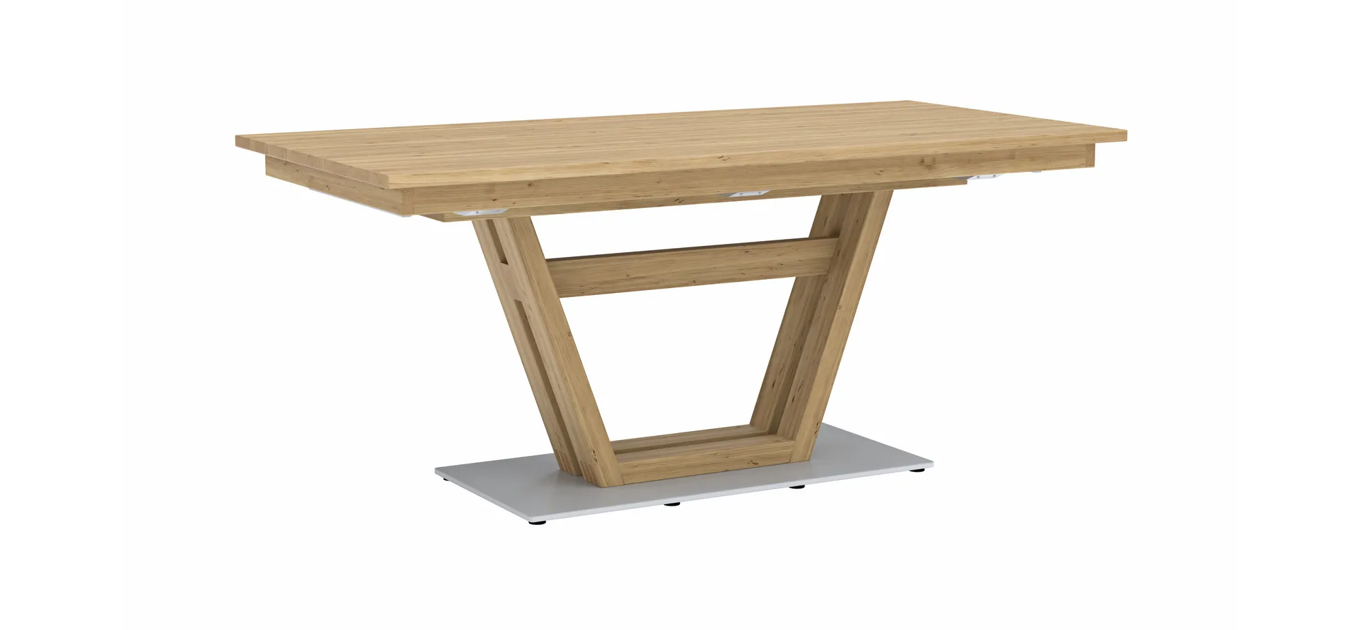 Esstisch Faro Plus - LB ca. 180x90 cm, Tisch verlängerbar (Klappeinlage einseitig), Wildeiche massiv, Bianco 1013287