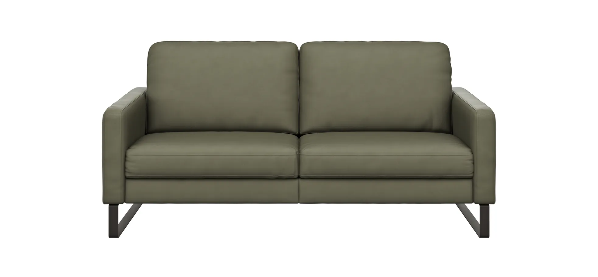 Sofa Enna - 3-Sitzer, Armlehne A, Leder, Olive, Kufe, Schwarz 111499