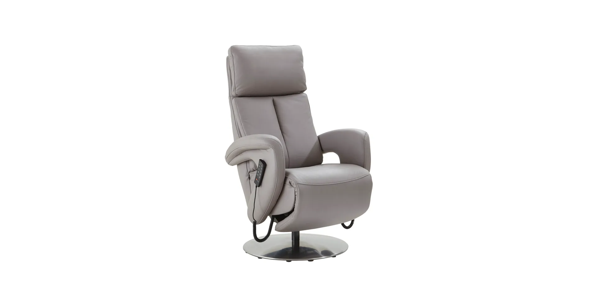 Relaxsessel Sitz.Konzept 4.0 - Größe XL, Fußteil/Kopfteil und Rückenlehne verstellbar (motorisch) mit Aufstehhilfe, Leder, Grau 11889513