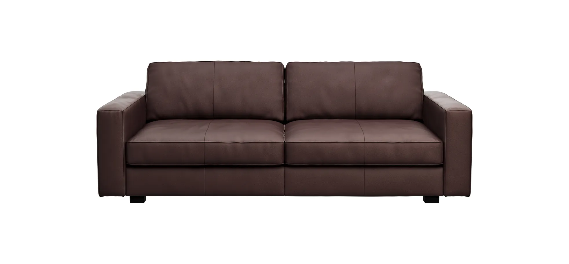 Sofa Aprino 2 - 3,5-Sitzer XL, Dickleder, Dunkelbraun, Armlehne Block schmal 111307