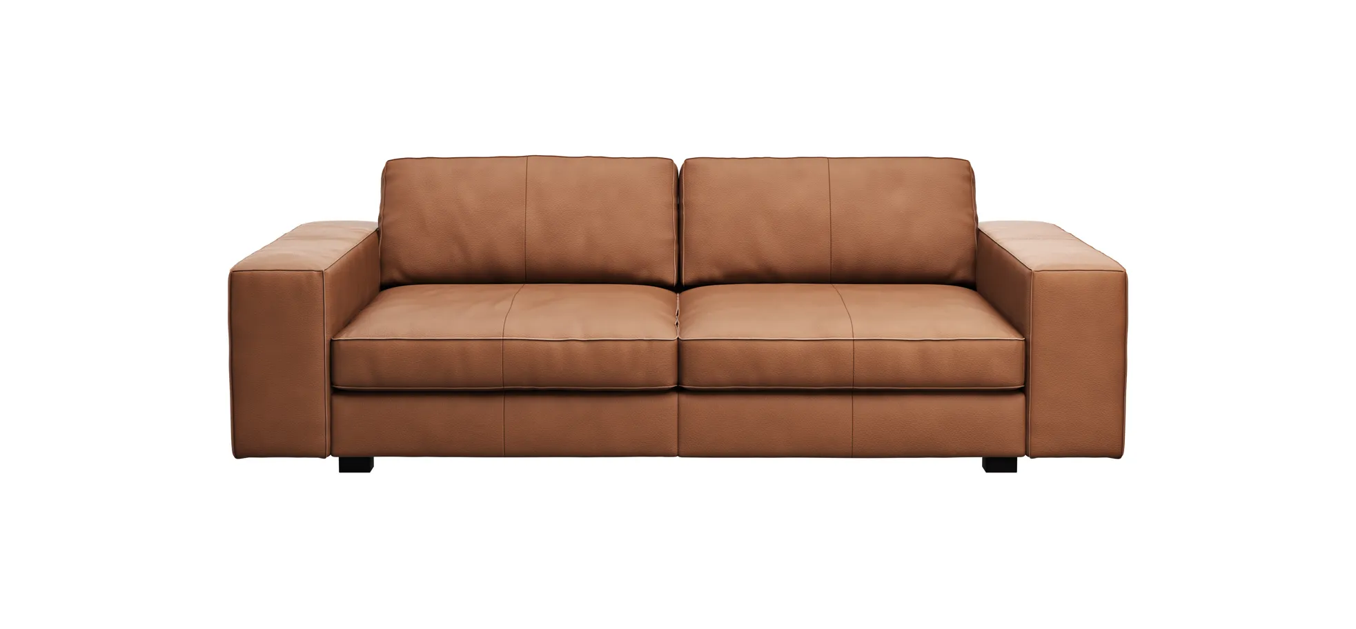 Sofa Aprino 1 - 3,5-Sitzer XXL, Dickleder, Cognac, Armlehne Block breit 111296