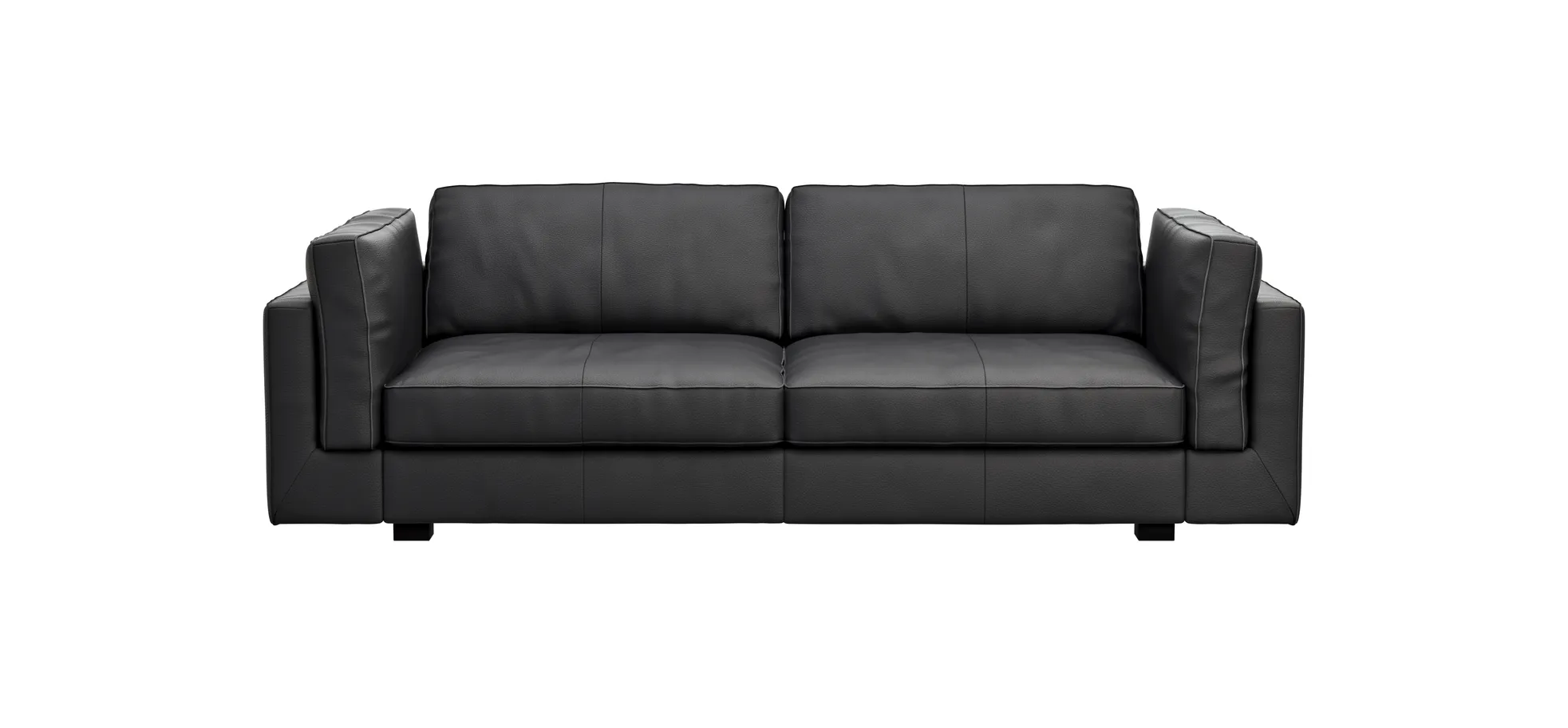 Sofa Aprino 3 - 3,5-Sitzer L, Dickleder, schwarz, Armlehne Kissen 111316