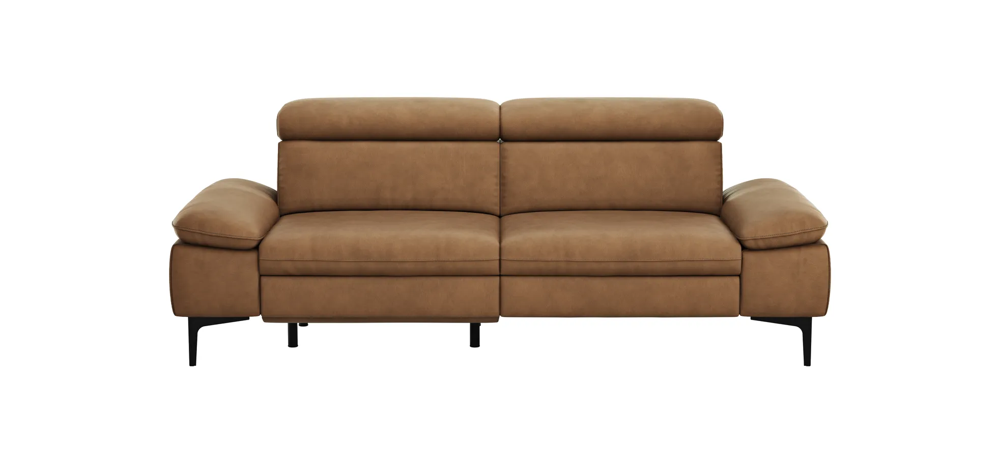 Sofa Felipa - 3-Sitzer inkl. Relaxfunktion (motorisch) und Kopfteil verstellbar, Leder, Cognac 105136
