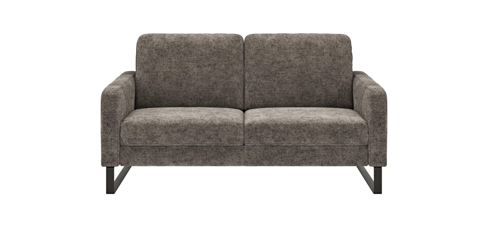 Sofa Enna - 2,5-Sitzer, Armlehne A, Stoff, Graubraun, Kufe, Schwarz 111502