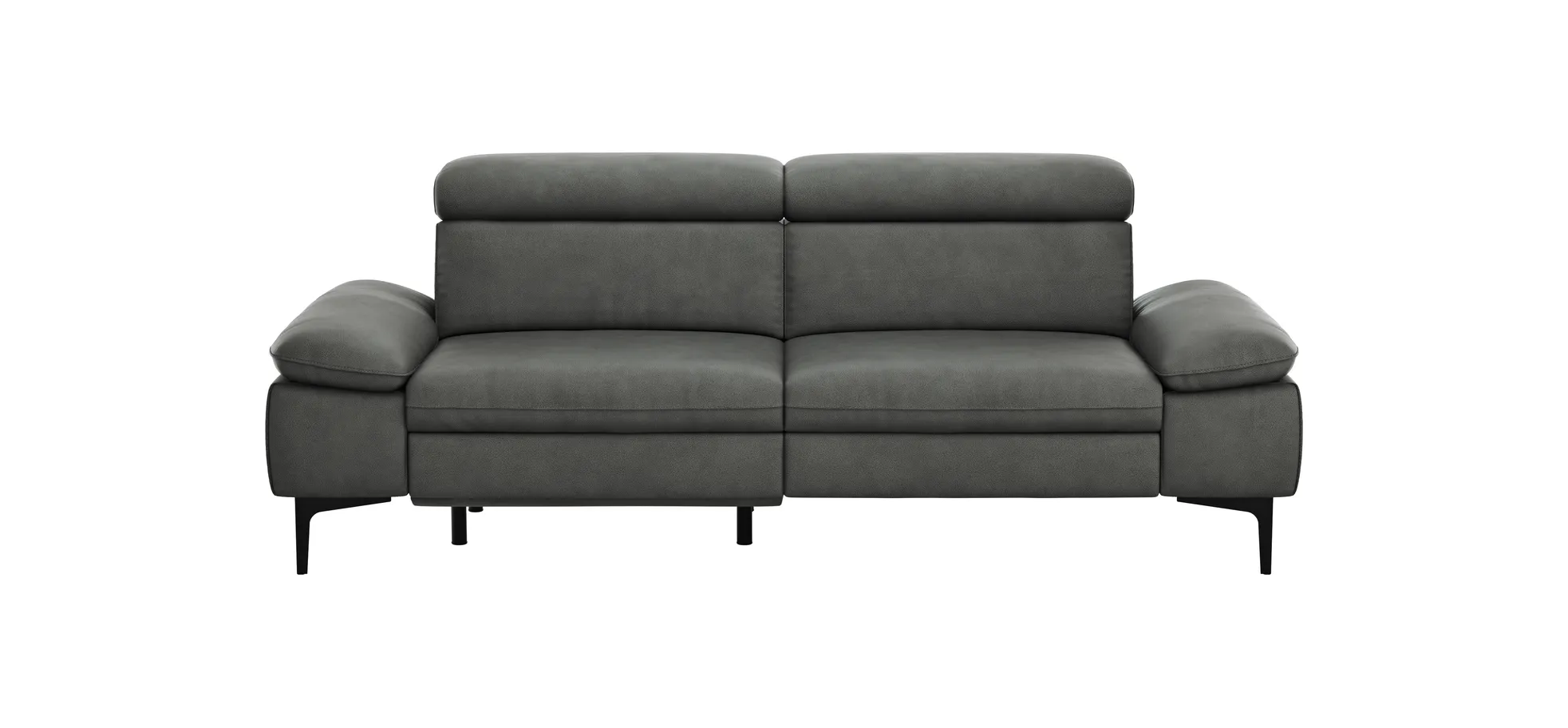 Sofa Felipa - 3-Sitzer inkl. Relaxfunktion (motorisch) und Kopfteil verstellbar, Leder, Grau 105137