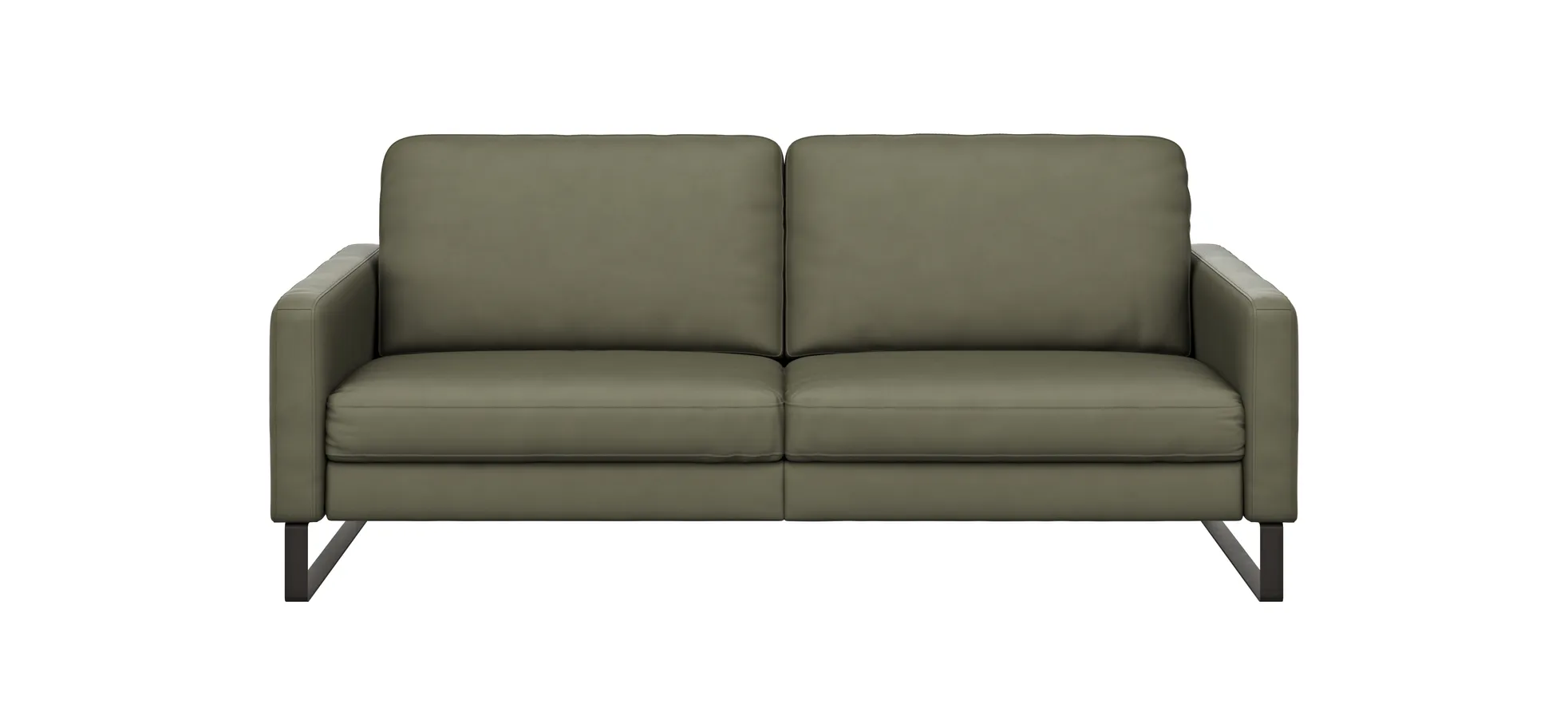 Sofa Enna - 3,5-Sitzer, Armlehne A, Leder, Olive, Kufe, Schwarz 111492