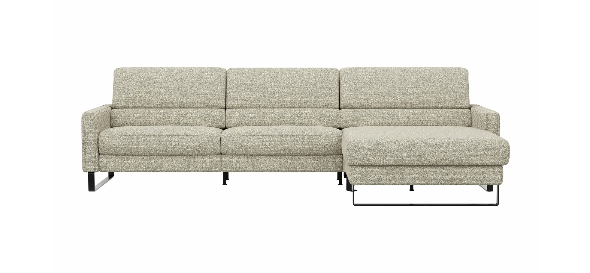 Ecksofa Valera - 3-Sitzer mit Longchair rechts inkl. Rückenlehne verstellbar, Stoff, Limone 144949