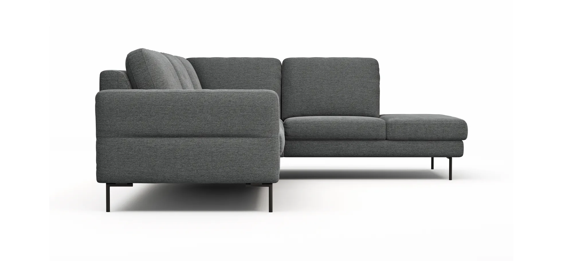 Ecksofa Enna - 3-Sitzer, Ecke rechts, Sitzvorzug (motorisch), Stoff, Anthrazit