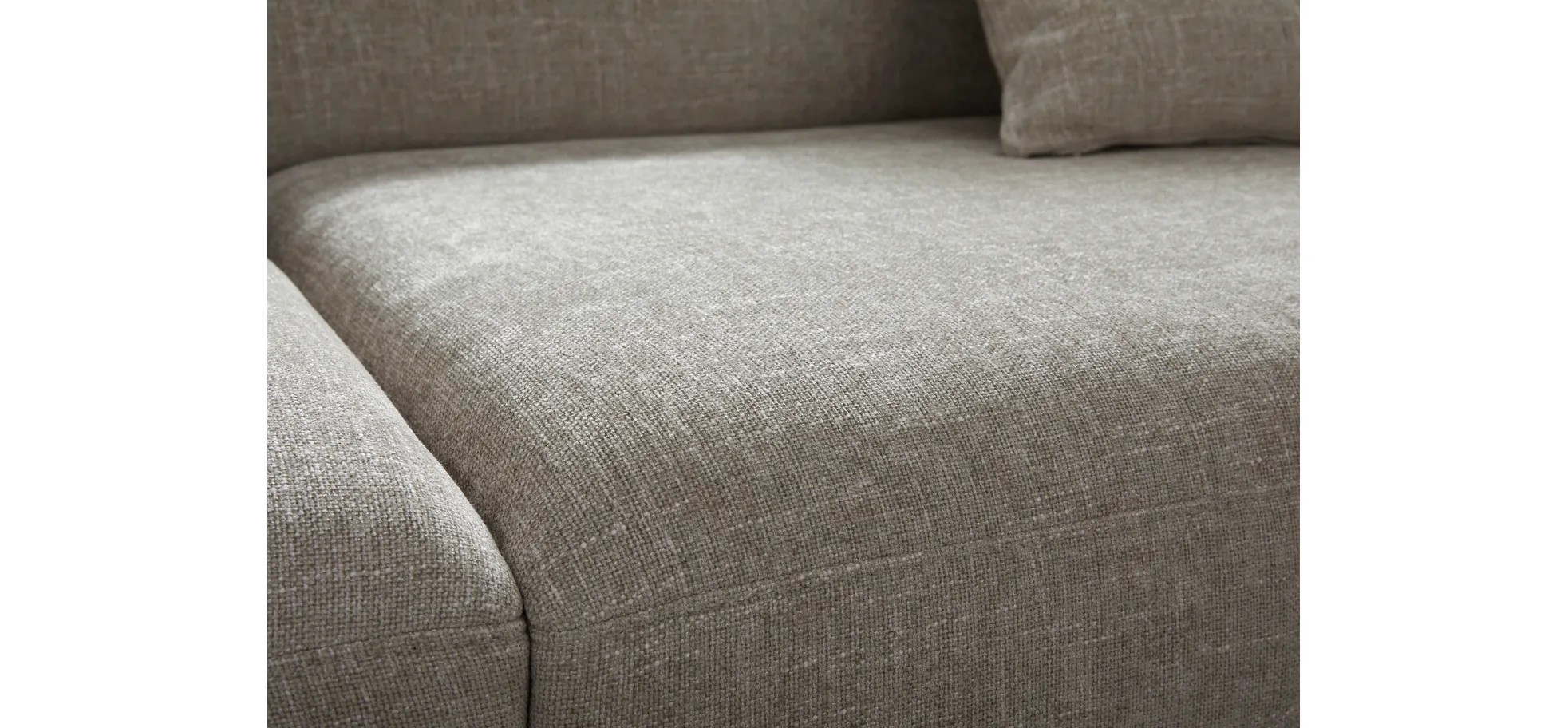 Ecksofa Caruso - 3-Sitzer, Longchair rechts, Stoff, Graubeige