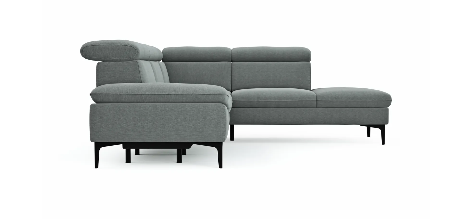 Ecksofa Felipa - 2,5-Sitzer mit Ecke rechts inkl. Armlehne verstellbar und Rückenlehne/Sitztiefe verstellbar (motorisch), Stoff, Grau