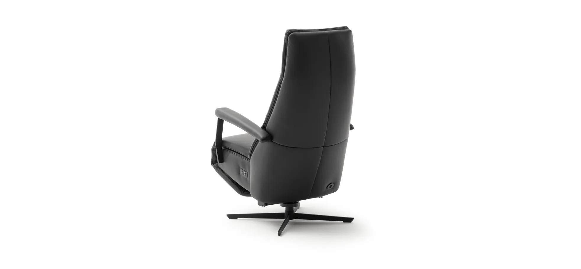 Sessel Possitano - motor. Relaxfunktion und Aufstehhilfe, Leder, Schwarz