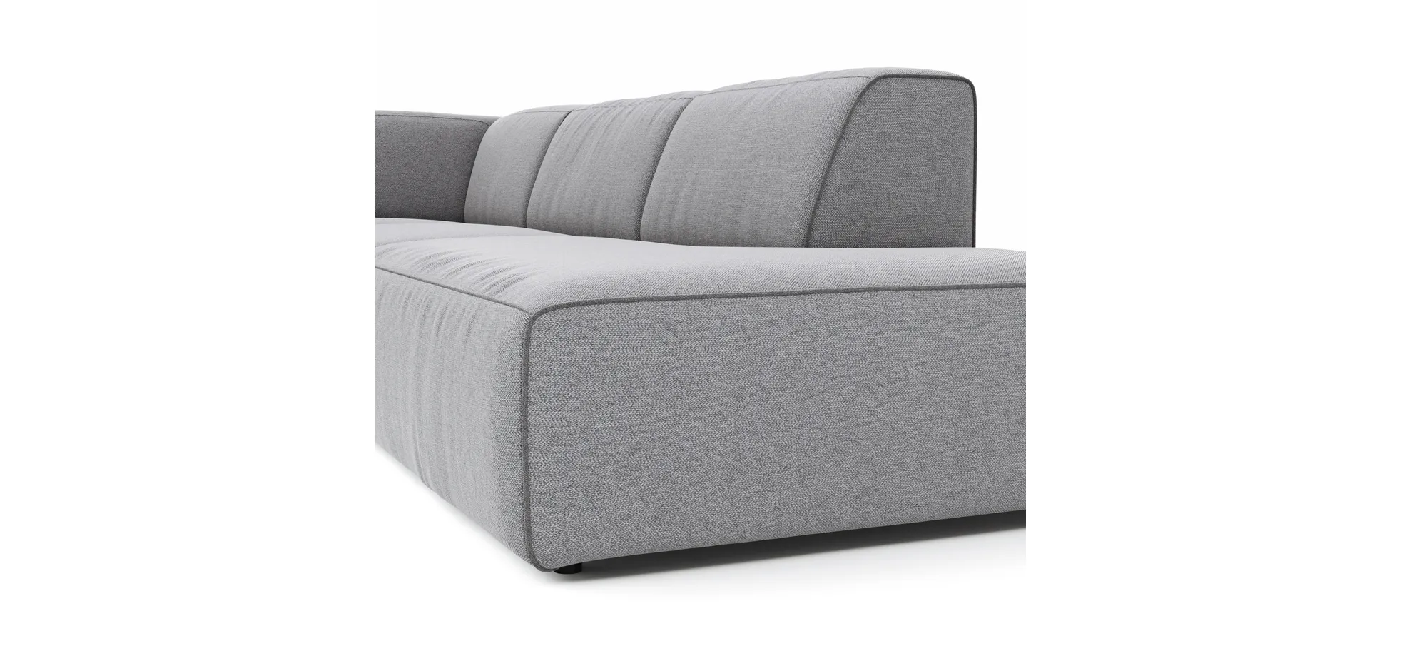 Ecksofa Elementos - Ecke links mit 1-Sitzer und Abschlusselement, Stoff, Grau