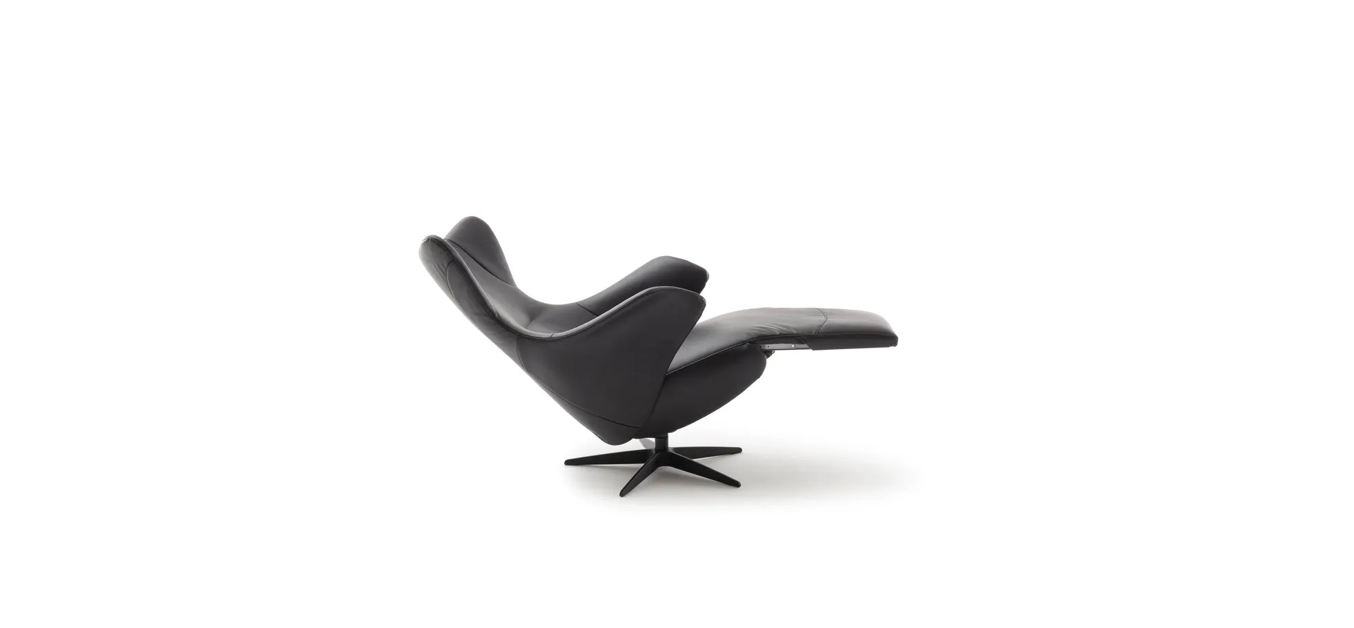 Relaxsessel Follina - Relaxfunktion (motorisch), Leder, Schwarz, Akku