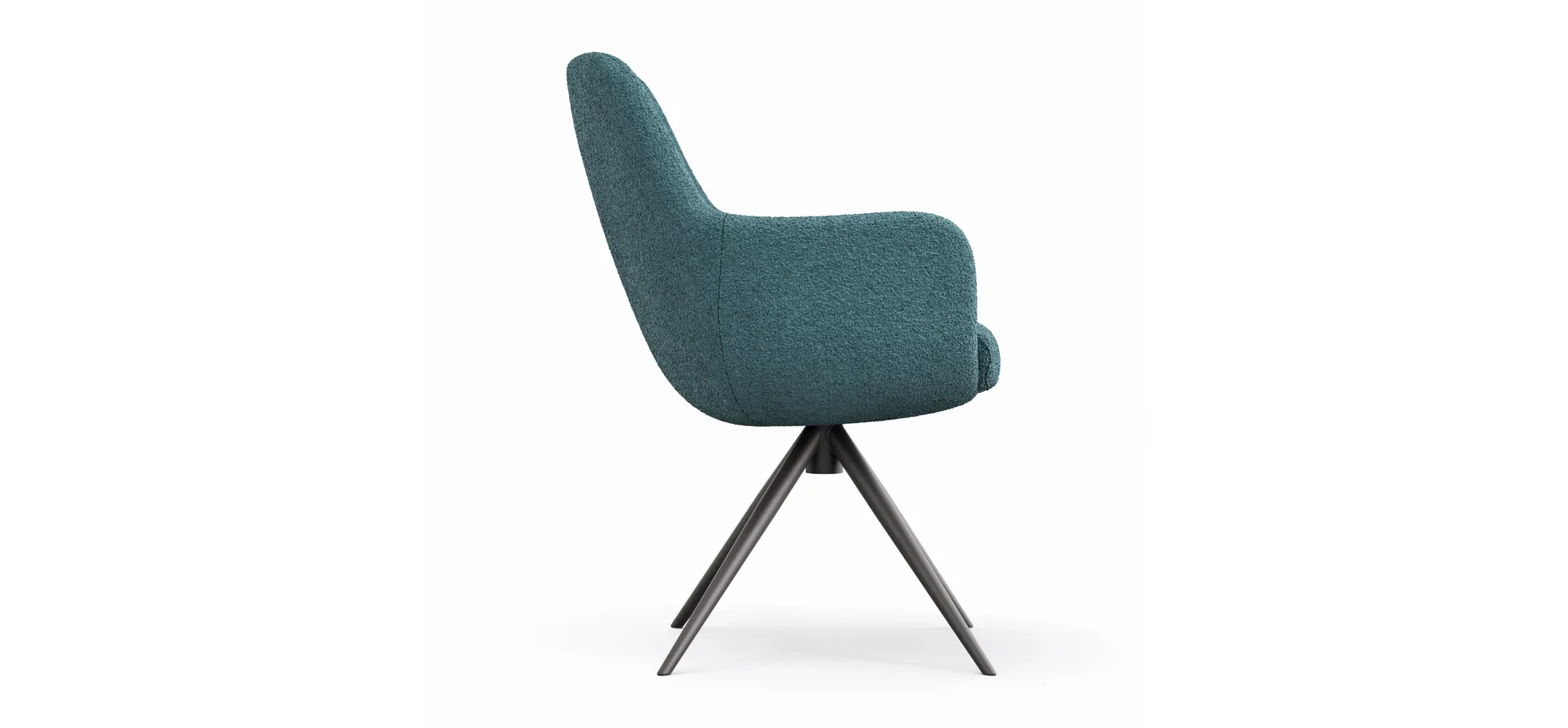 Armlehnstuhl Mis Legere - Boucle, Blau, Stativ, Anthrazit