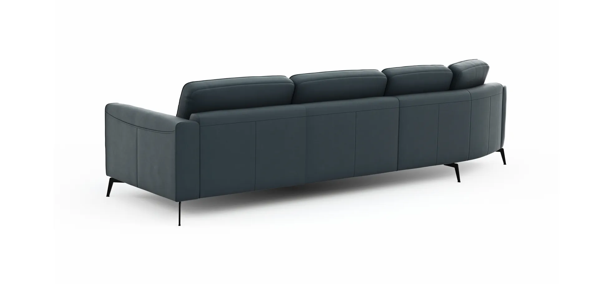 Ecksofa Oviedo - Ecke links mit 2-Sitzer, Leder, Dunkelblau