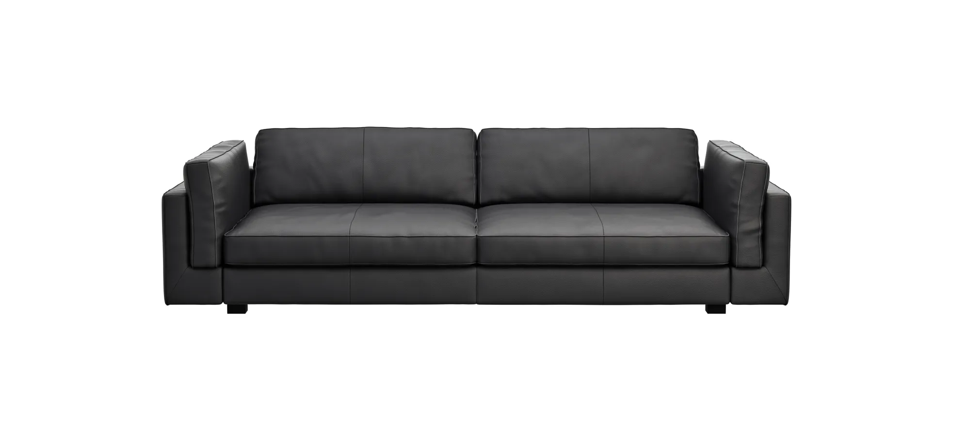 Sofa Aprino 3 - 4-Sitzer XXL, Dickleder, schwarz, Armlehne Kissen 109257