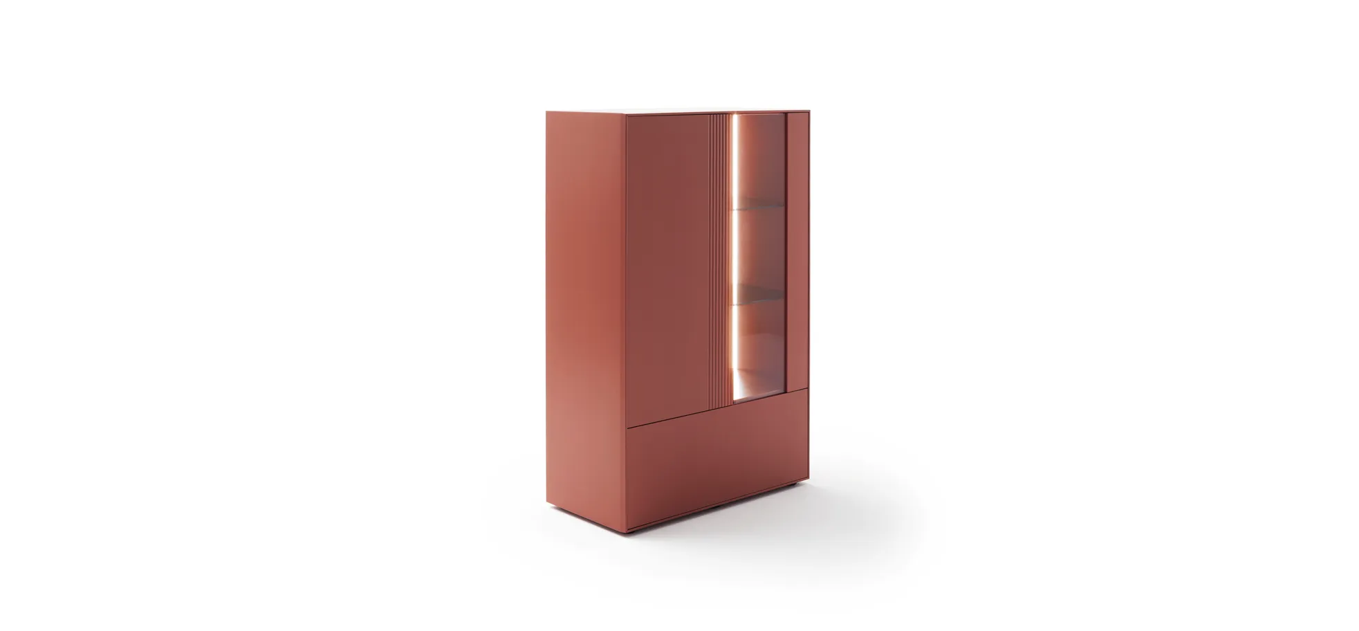 Highboard Colore - mit Beleuchtung, BHT ca. 90x144x45 cm, Lack Samtbeere 145335