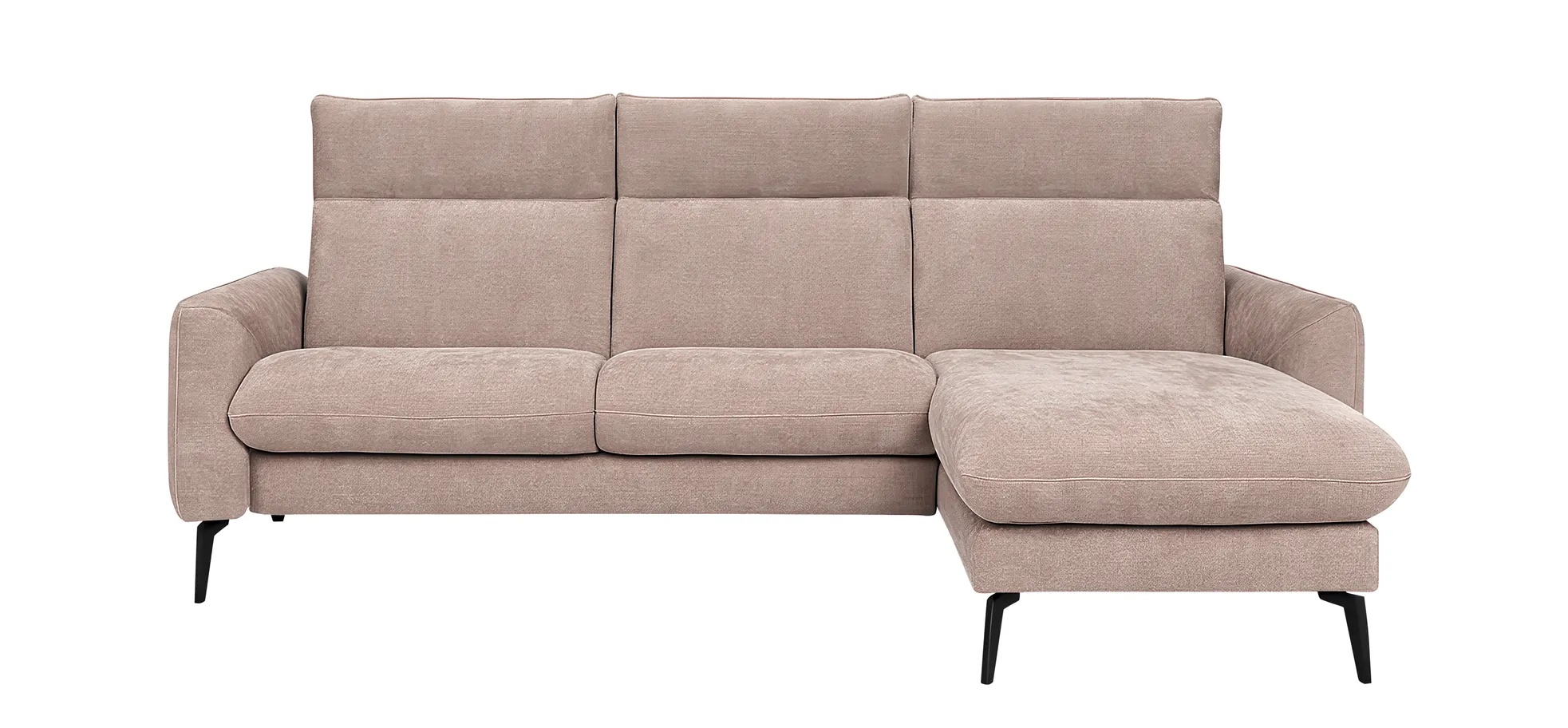 Ecksofa Avela - 2,5-Sitzer mit Longchair rechts inkl. Kopfteile verstellbar und Longchair verstellbar (motorisch), Stoff, Bisquit 9153752
