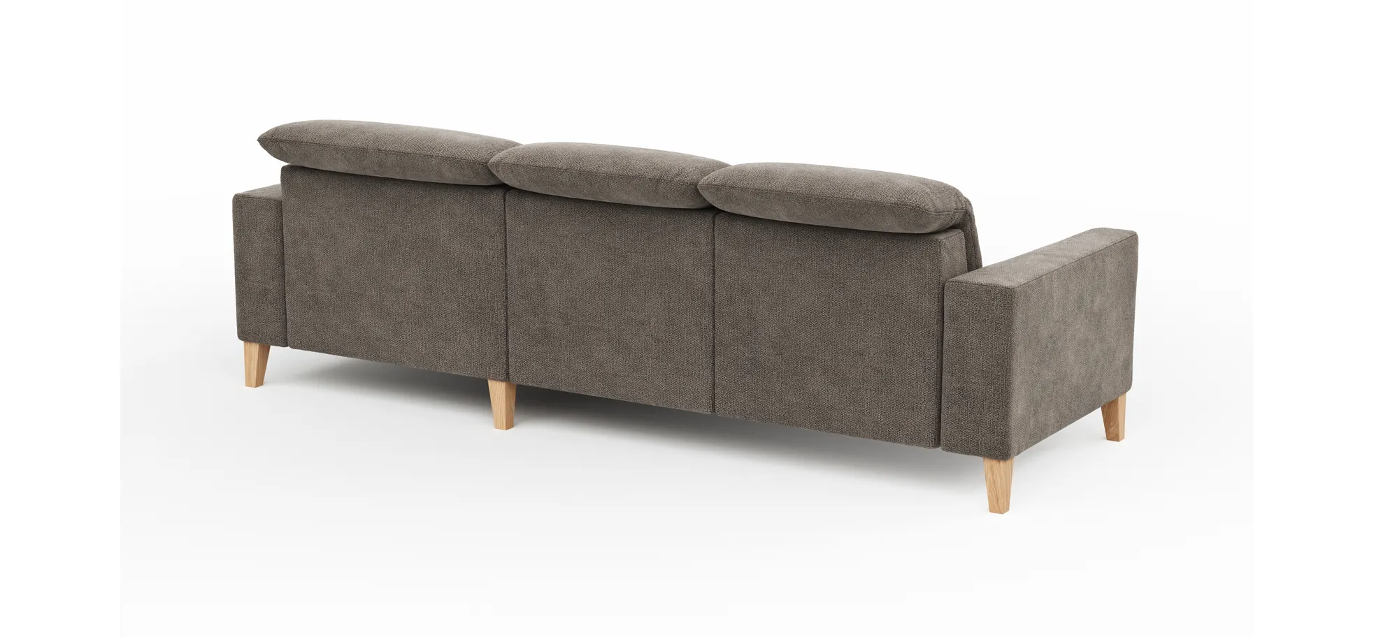 Ecksofa Alegria Plus - 2,5-Sitzer mit Longchair rechts inkl. Kopfteil verstellbar, Stoff, Nougat