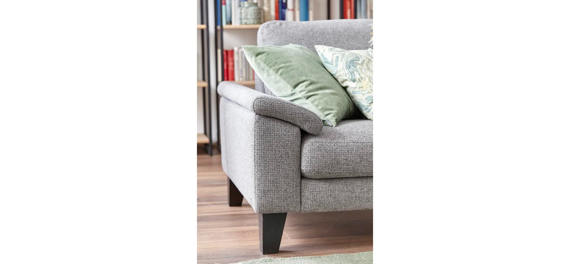 Ecksofa Oviedo - 2,5-Sitzer mit Ecke rechts, Stoff, Grau