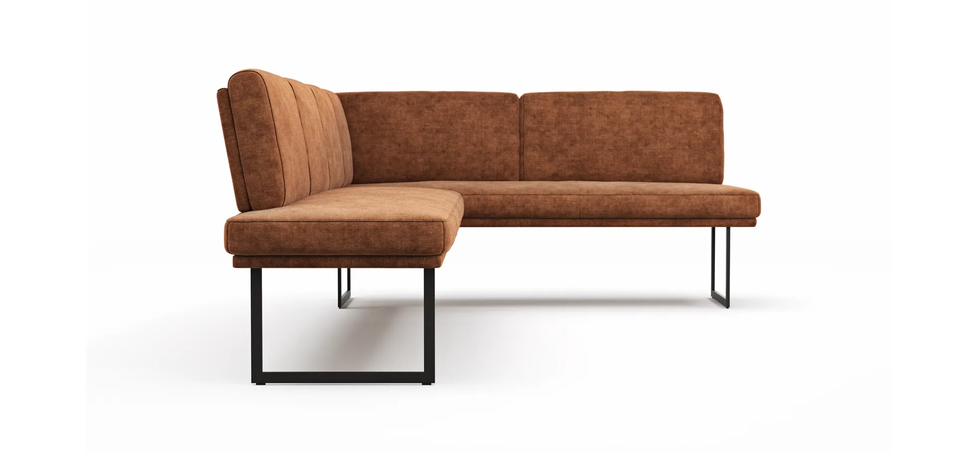 Eckbank Valloni - Breite ca. 311x192 cm, Stoff, Rostbraun