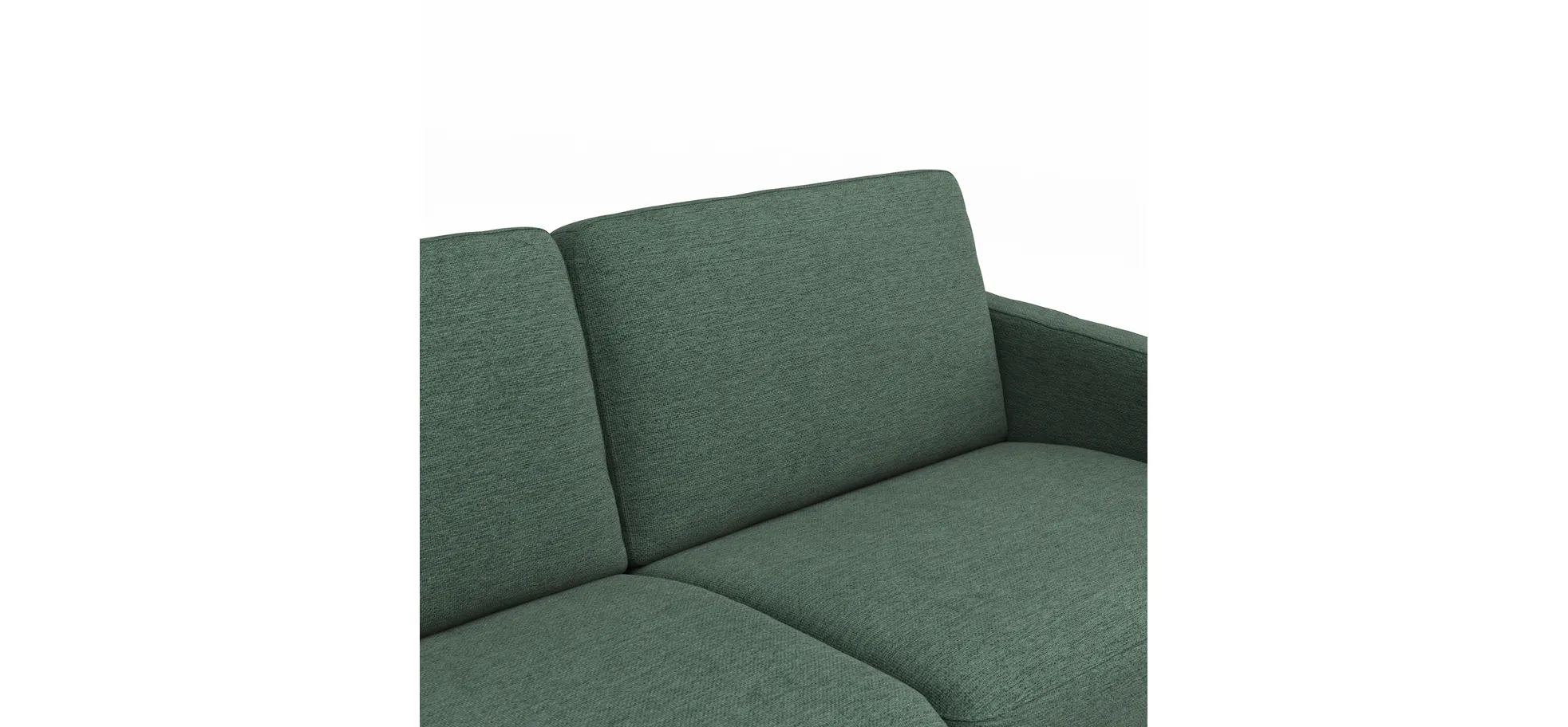 Ecksofa Nuoro - Longchair links mit 2-Sitzer inkl. Schlaffunktion und Bettkasten, Stoff, Dunkelgrün
