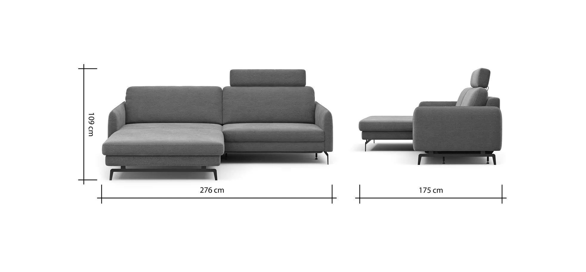 Ecksofa Enna - Longchair Links mit 1,75-Sitzer, inkl. motorischer Relaxfunktion, Stoff, Terracotta