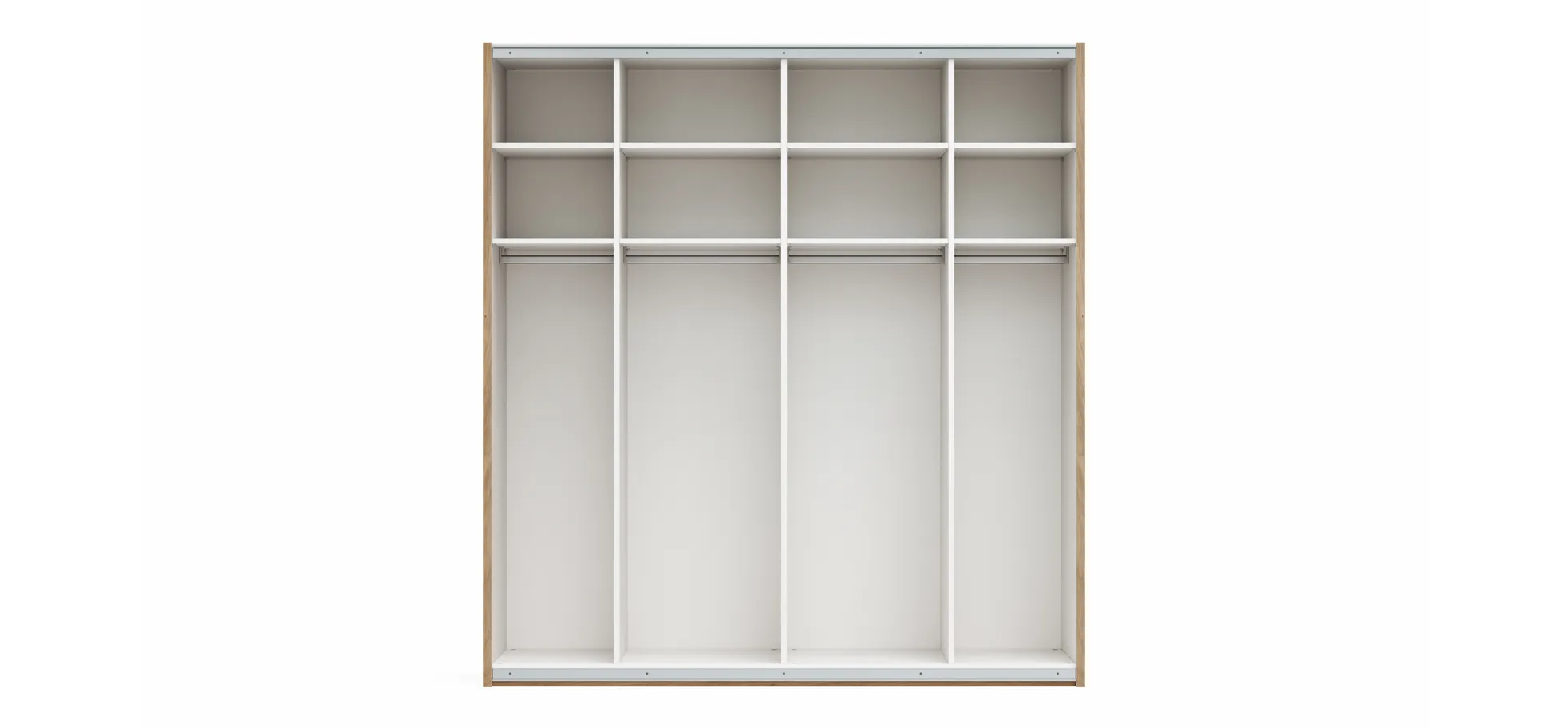 Schwebetürenschrank Viana - B ca. 212 cm, Lack, Weiß, Riffholz, Balkeneiche
