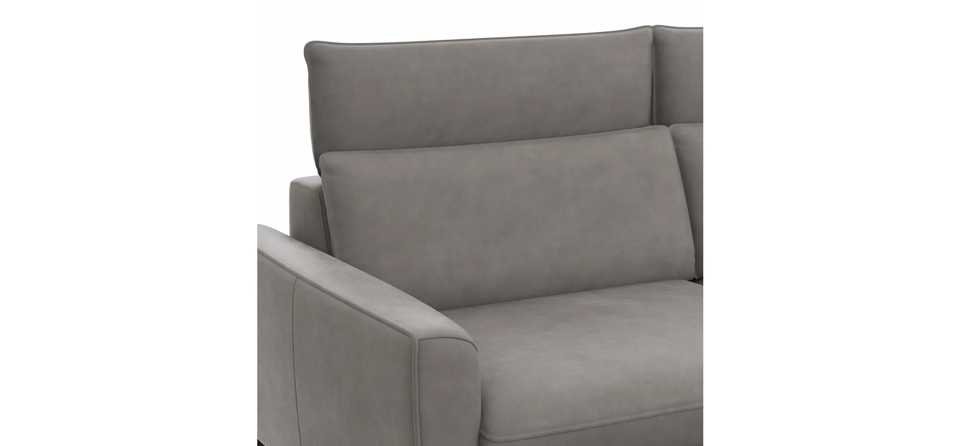 Sofa Avela - 3-Sitzer inkl. Kopfteil verstellbar, Leder, Steingrau