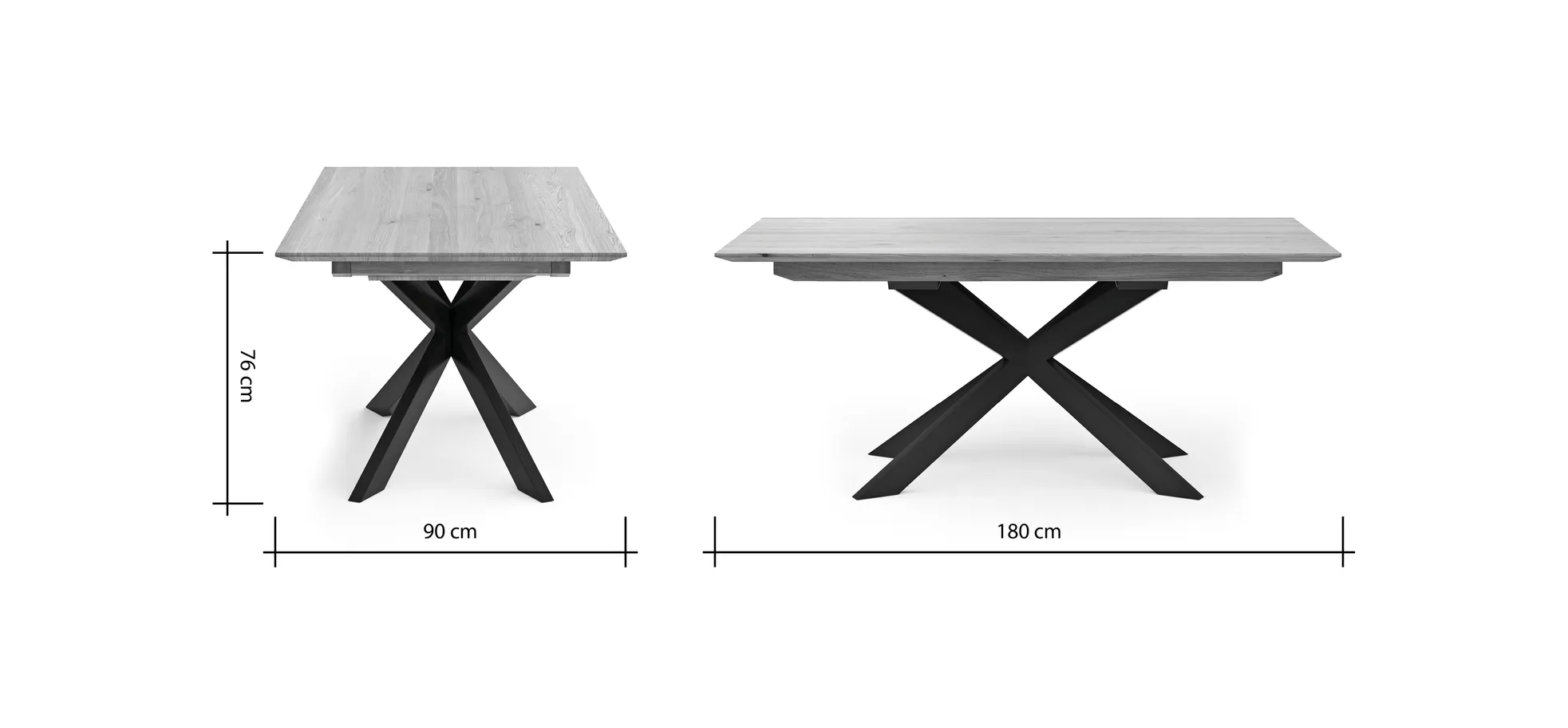 Esstisch Talara Lola - beidseitig ausziehbar, LB ca. 180x90cm, Wildeiche Bianco