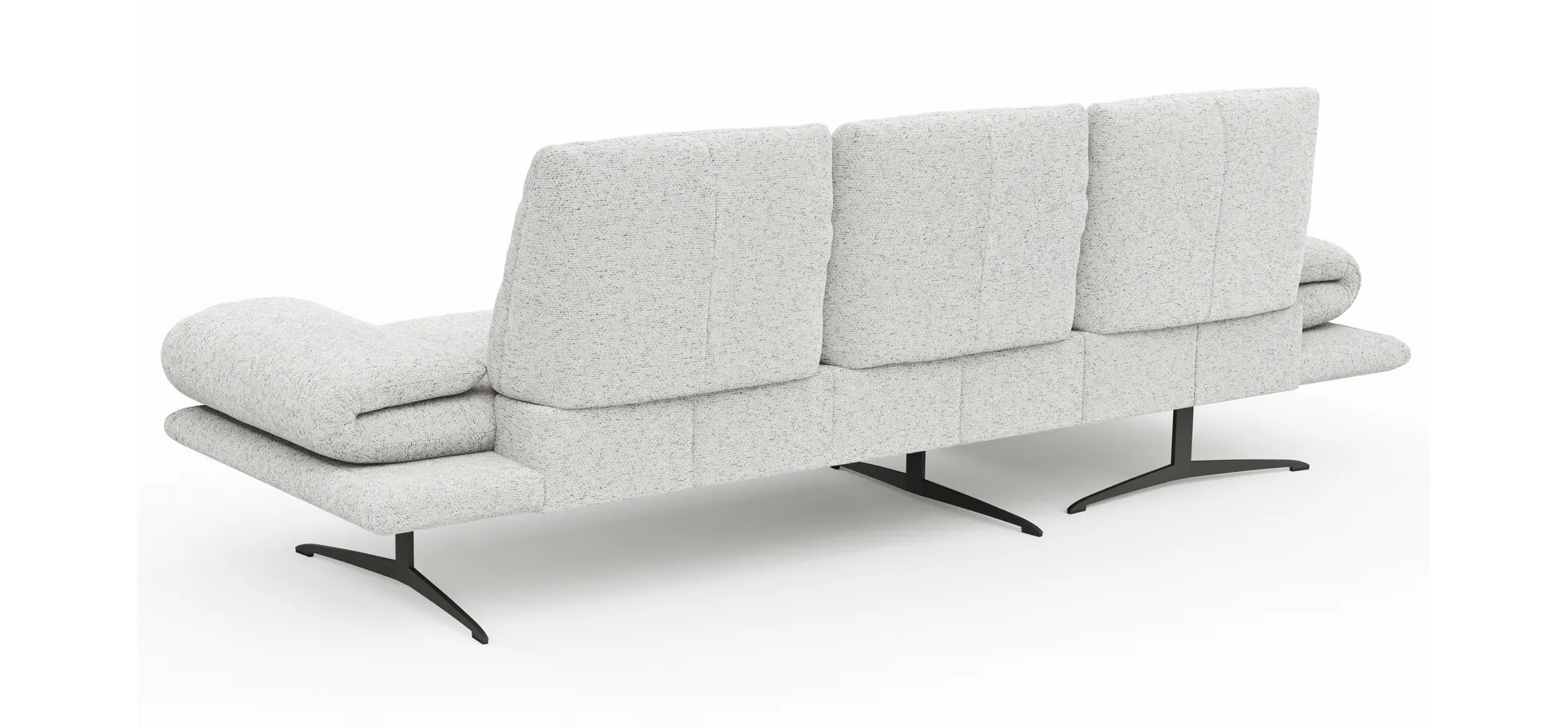 Ecksofa Lucero 2.0 - Longchair mit 2-Sitzer rechts inkl. Sitztiefenverstellung, Drehsitz und Sitztiefe verstellbar, Stoff, Offwhite